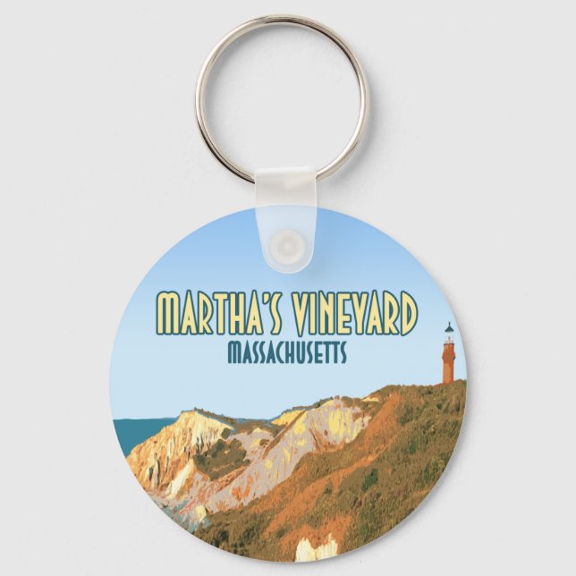 Marthas Vineyard Gay Head Lighthouse Massachusetts Keychain (Front)