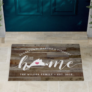 Martha's Vineyard Home Town Personalized Wood Look Doormat