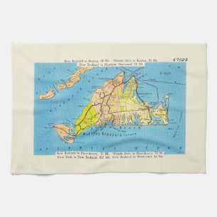 Martha's Vineyard Island Auto Map Kitchen Towel