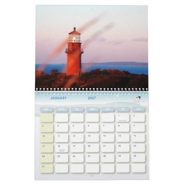 Martha's Vineyard Island Colour Calendar (Jan 2027)