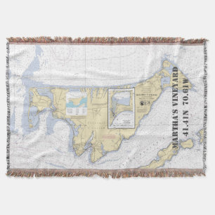 Martha's Vineyard Latitude Longitude Nautical Throw Blanket