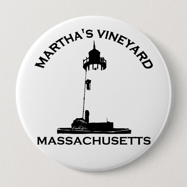 Martha's Vineyard "Lighthouse" Design. 4 Inch Round Button (Front)