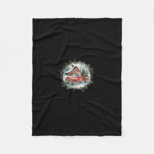 Martha's Vineyard Ma Christmas Trees Red Truck Bla Fleece Blanket