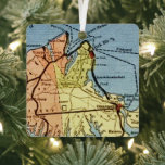 Martha's Vineyard Map Ornament<br><div class="desc">Wonderful Christmas or Hanukkah or Holiday gift for your friends! It's a vintage postcard map of the island.</div>