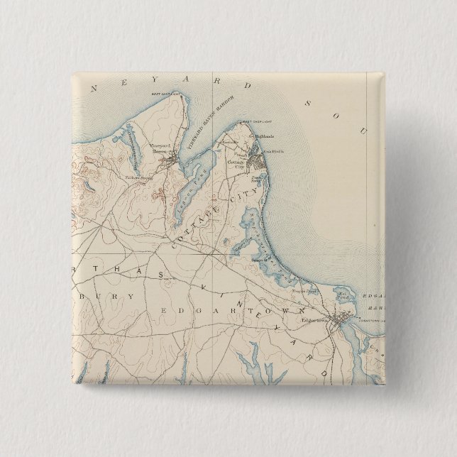 Martha's Vineyard, Massachusetts 2 Inch Square Button (Front)