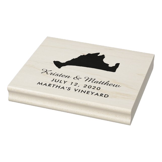 Marthas Vineyard Massachusetts Map Wedding Date Rubber Stamp (Stamp)
