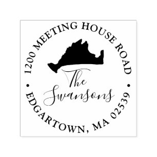 Marthas Vineyard Massachusetts Map Wedding Self-inking Stamp