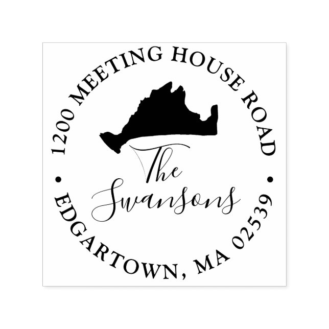Marthas Vineyard Massachusetts Map Wedding Self-inking Stamp (Design)