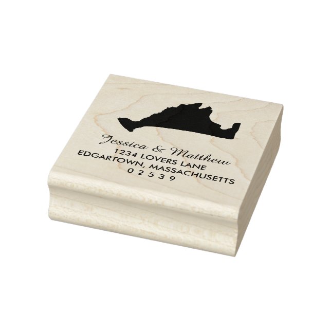 Marthas Vineyard Massachusetts Solid Map Wedding Rubber Stamp (Stamp)