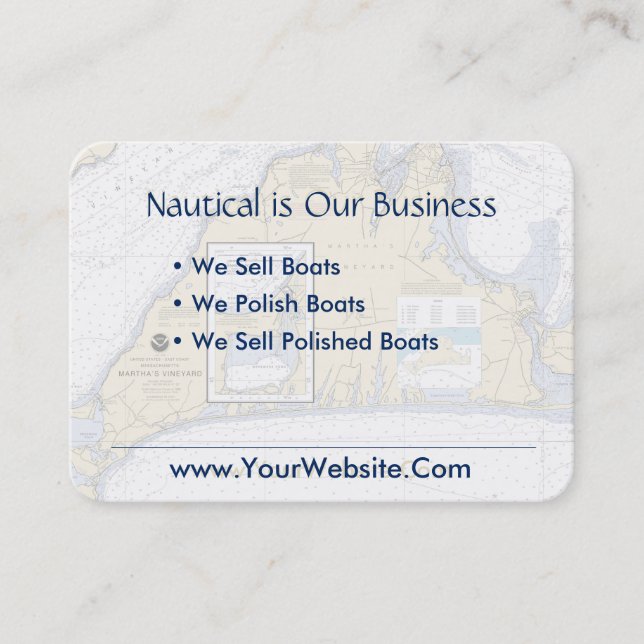 Martha's Vineyard Nautical Chart Clean Fresh Business Card (Front)