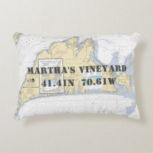 Martha's Vineyard Nautical Chart Theme Accent Pillow