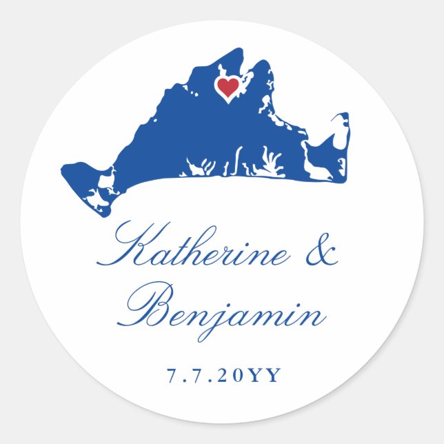 Martha's Vineyard Navy Vineyard Haven Classic Round Sticker (Front)