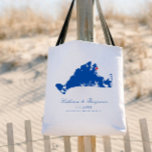 Martha's Vineyard Oak Bluffs Navy Wedding Welcome Tote Bag<br><div class="desc">These customizable Martha's Vineyard tote bags make the perfect welcome bag for your wedding guests who are visiting beautiful Oak Bluffs, MA. Check out all the bag sizes offered for the best fit for your welcome bag. This practical wedding favor tote bag can be used as a reusable shopping bag...</div>