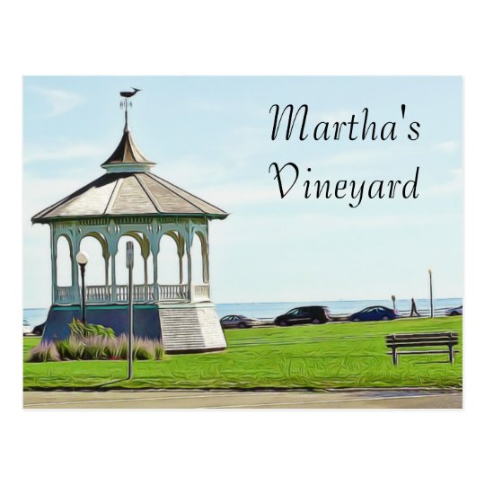 Martha's Vineyard Ocean Bench and Gazebo Postcard