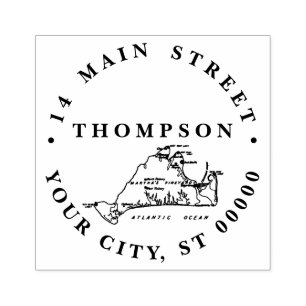Martha's Vineyard Old Map #1 Name Return Address Rubber Stamp