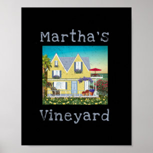 Marthas Vineyard Summer Vacation Beach Cottage Row Poster