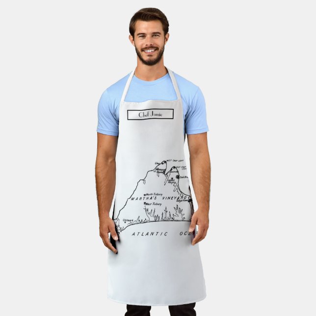 Martha's Vineyard Vintage Map #1 Black Apron (Worn)