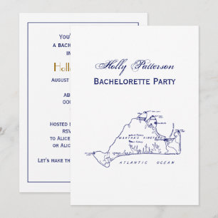 Martha's Vineyard Vintage Map #1 Navy Blue Invitation
