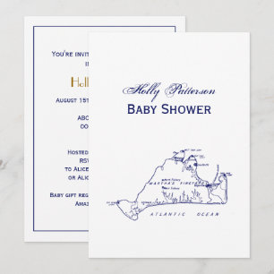 Martha's Vineyard Vintage Map #1 Navy Blue Invitation