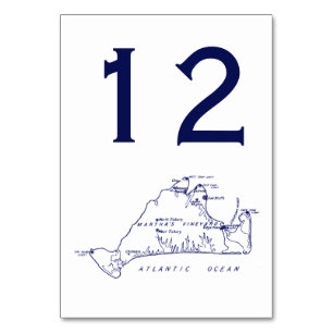 Martha's Vineyard Vintage Map #1 Navy Blue Table Number