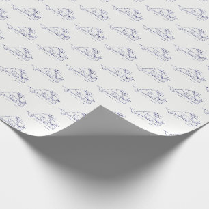Martha's Vineyard Vintage Map #1 Navy Blue Wrapping Paper