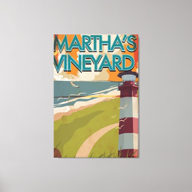 Marthas Vineyard Vintage Travel Poster Canvas Print (Front)