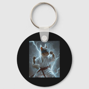 Martial Art Squirrel Wearing Karate Gi Lightning A Keychain