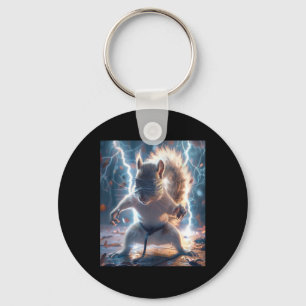 Martial Art Squirrel Wearing Karate Gi Lightning A Keychain