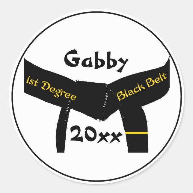 Martial Arts 1st Degree Black Belt Classic Round Sticker (Front)