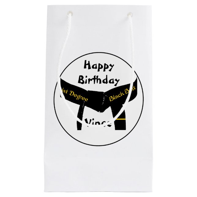 Martial Arts 1st Degree Black Belt Happy Birthday Small Gift Bag (Front)