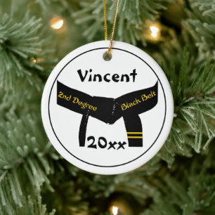 Martial Arts 2nd Degree Black Belt Ceramic Ornament