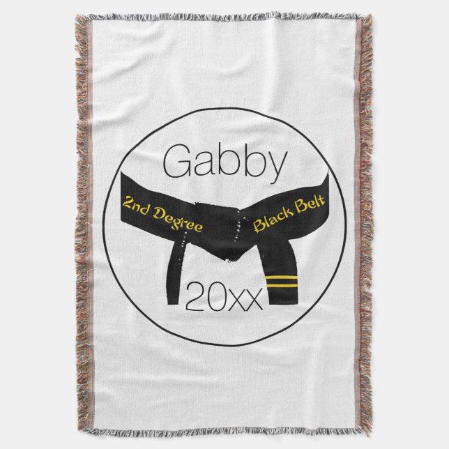 Martial Arts 2nd Degree Black Belt Throw Blanket (Front Vertical)