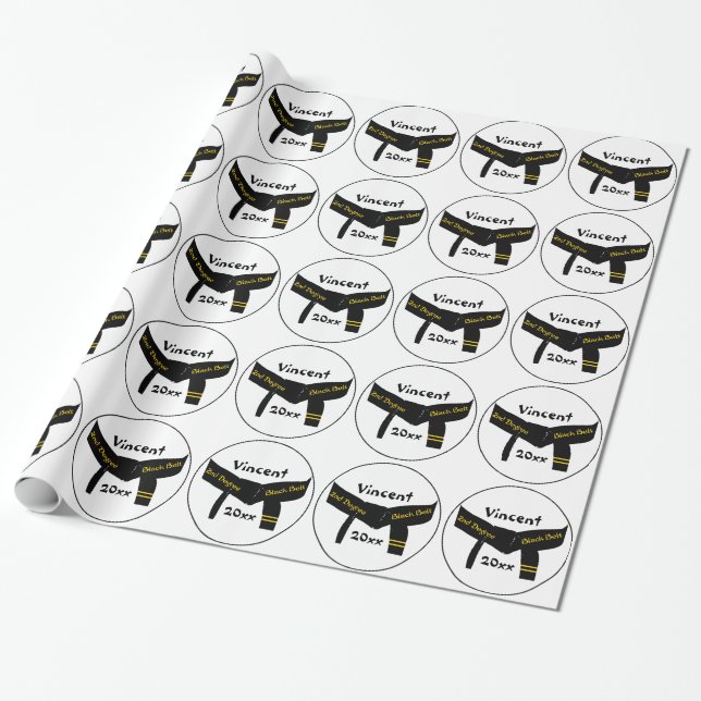 Martial Arts 2nd Degree Black Belt Wrapping Paper (Unrolled)