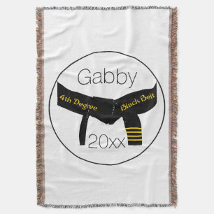 Martial Arts 4th Degree Black Belt Throw Blanket