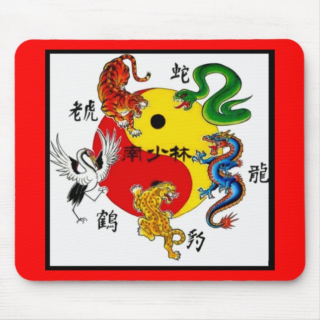 MARTIAL ARTS 5 ANIMALS MOUSE PAD (Front)