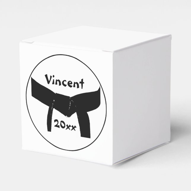 Martial Arts Basic Black Belt Favor Box (Front Side)
