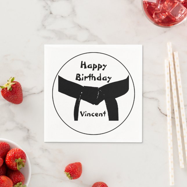 Martial Arts Black Belt Birthday Party Napkin (Insitu)