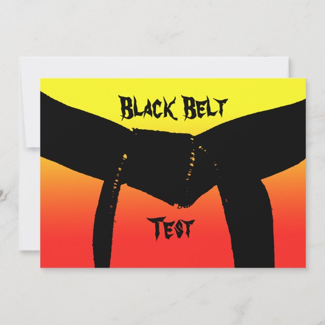 Martial Arts Black Belt Exam Red Yellow Invitation (Back)