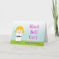 Martial Arts Black Belt Girl Congratulations Card
