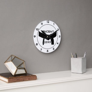 Martial Arts Black Belt Round Clock