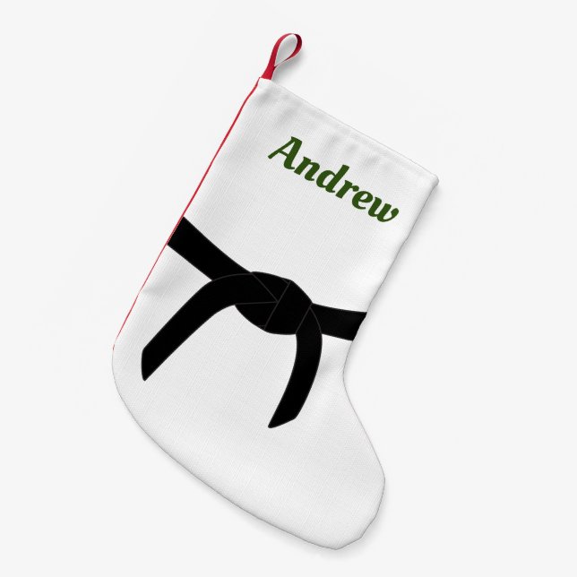 Martial Arts Black Belt Small Christmas Stocking (Front (Hanging))