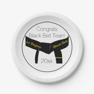 Martial Arts Black Belt Test Party Congratulations Paper Plate