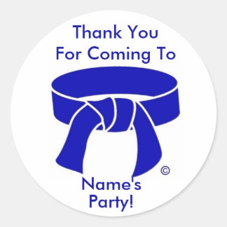 Martial Arts Blue Belt party thank you stickers