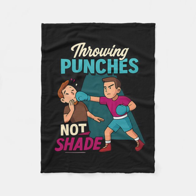 Martial Arts Boxing Humour Throwing Punches Design Fleece Blanket (Front)