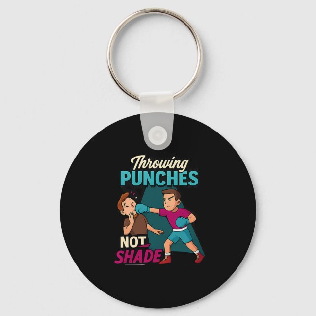 Martial Arts Boxing Humour Throwing Punches Design Keychain (Front)