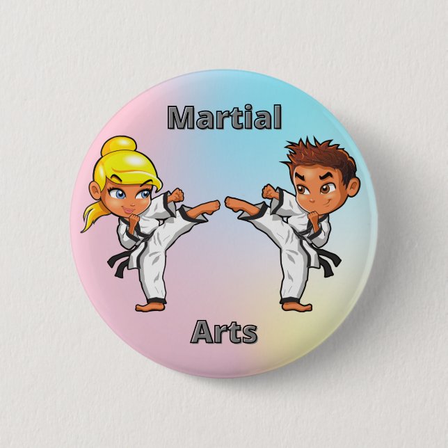 Martial Arts Boy and Girl  2 Inch Round Button (Front)