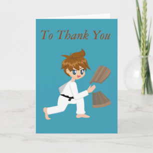 Martial Arts Boy Breaking Board Merci Cartes