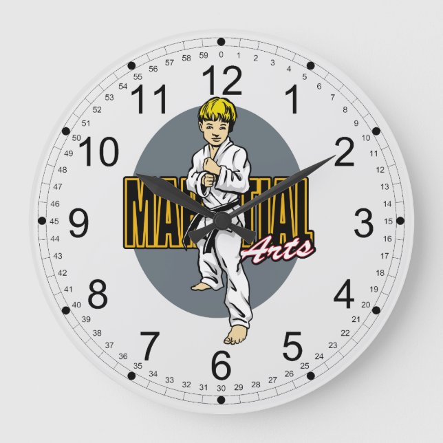 Martial Arts Boy Large Clock (Front)