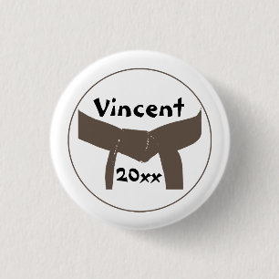 Martial Arts Brown Belt 1 Inch Round Button