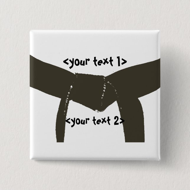Martial Arts Brown Belt 2 Inch Square Button (Front)